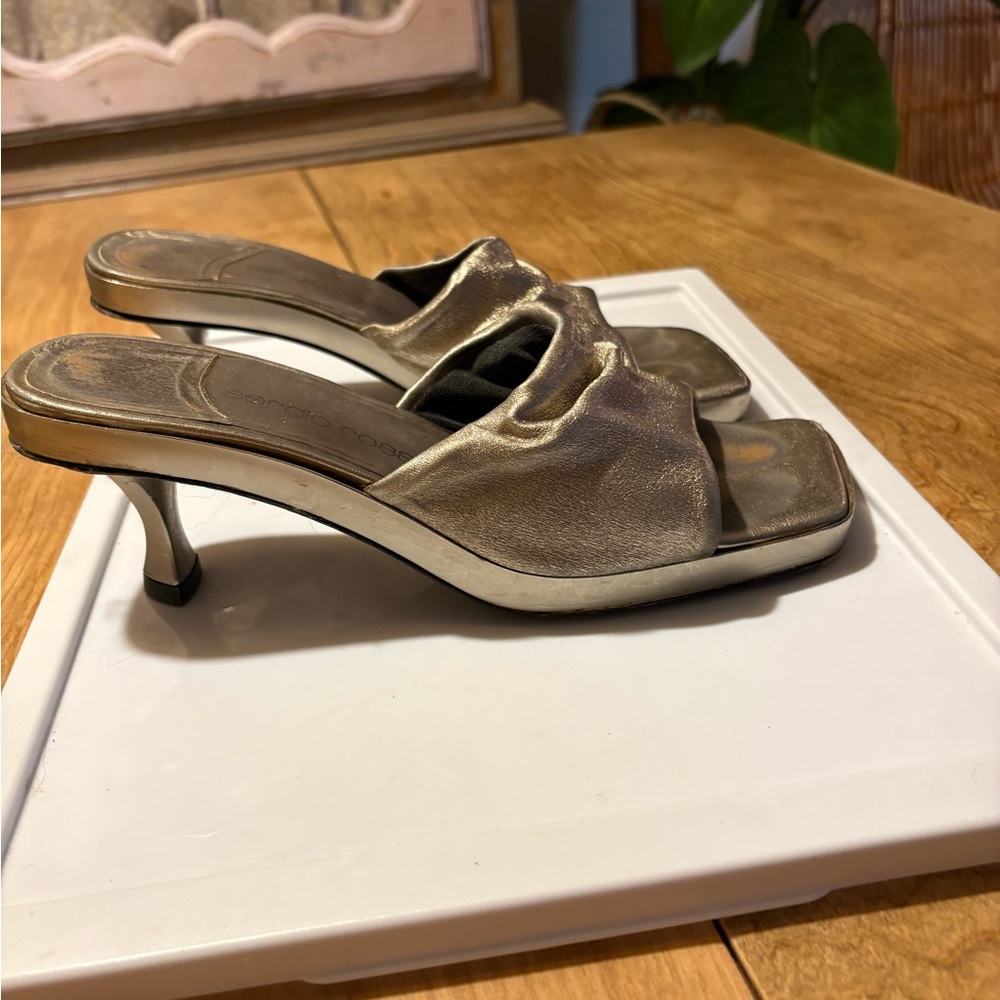 Vintage Sergio Rossi Metallic Gold Heels